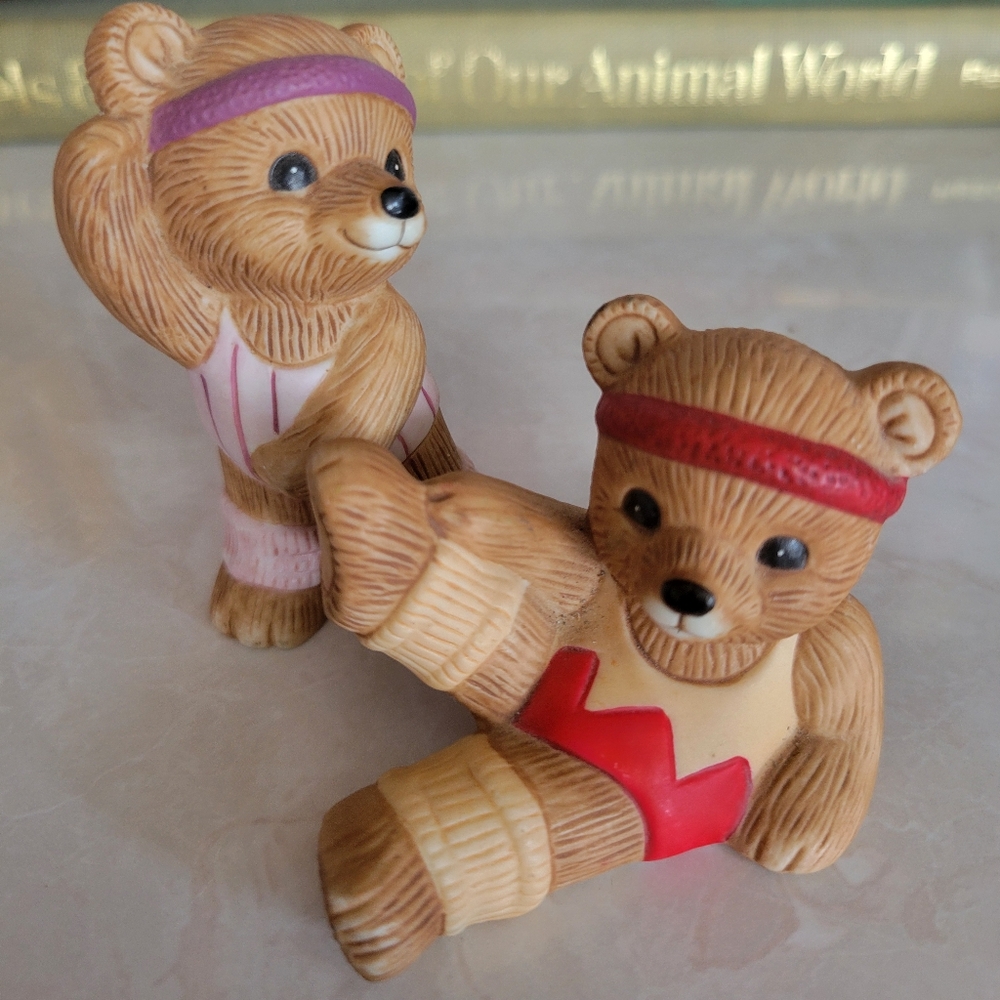 Vintage Homco Aerobics Bear Figurines